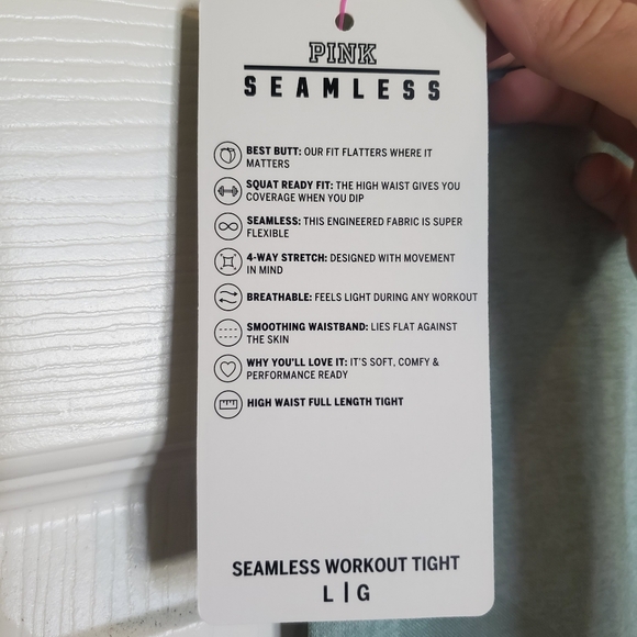 PINK Victoria's Secret Seamless Workout Tights Leggings - Light Green - Picture 3 of 5